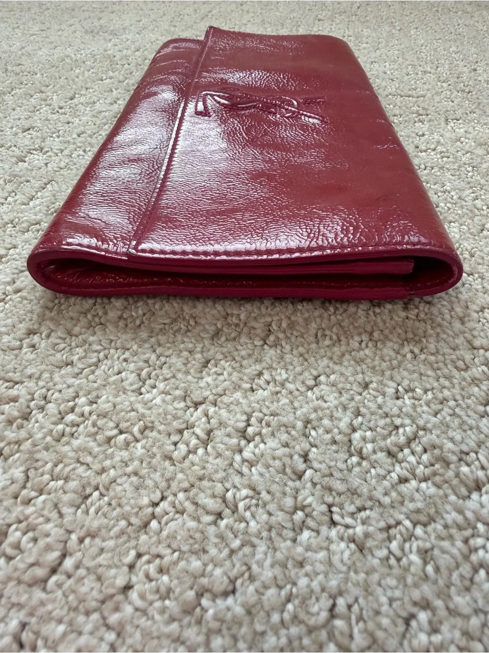 Yves Saint Laurent Magenta Fold-Over Leather Clutch